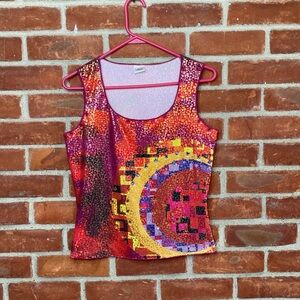 Vintage Y2K sleeveless metallic stretchy top